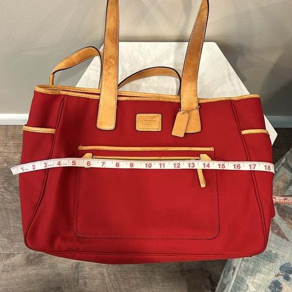 🔥Coach Red and Tan Totes with Gold Hardware Diaper Bag🔥 - Picture 7 of 9
